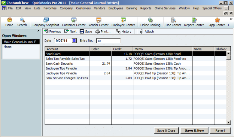 journal entry how quickbooks to Sales Posting Data